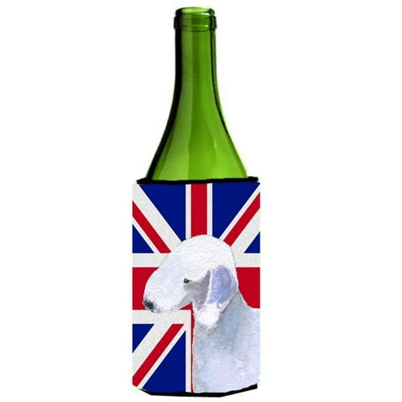 Bedlington Terrier With English Union Jack British Flag Wine bottle sleeve Hugger - 24 Oz.