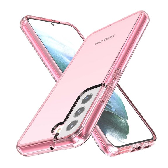 Galaxy S21 FE 5G Case Clear, Heavy Duty Shockproof Protective Bumper Rugged Phone Transparent Soft TPU Back Case for Samsung Galaxy S21 FE 5G (Pink)