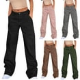 thumbnail image 2 of Utoimkio Women's Casual Straight Leg Cargo Pants High Waisted Baggy Joggers Sweat Pants with Pockets for Women, 2 of 7
