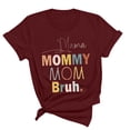 thumbnail image 1 of Meichang T-Shirts Graphiques Amusants Leeter pour Femmes Mama Mommy Mom Bruh T-Shirts Manches Courtes Col Rond Hauts d'Été Décontractés Coupe Ample T-Shirts Blouses Vin P, 1 of 3