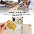 thumbnail image 5 of Crossbody Wallet Case for iPhone X/XS, with Shoulder Strap Card Slots Ring Holder, Magnetic Flip Folio Zipper Purse Case, PU Leather Kickstand Cover Handbag for iPhone X/XS, Beige, 5 of 10