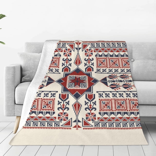 Balery Fashion Tatreez1 Manta de Felpa Suave y Acogedora – Cobija de Franela Aterciopelada para Cama, Lavable y Cálida para Sofá, Mascotas, Transpirable-60"x50"