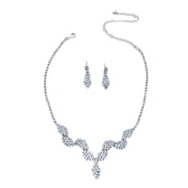KDSJSXW Necklaces for Women Silver Fashion Geometric Suit Necklace 2 Piece Set Bridal Wedding Party Dress Dinner Wedding Dress Accessory Set Chain Silver Necklace Set (Silver,One Size)