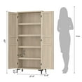 thumbnail image 2 of Tall Storage Cabinet with Glass Doors, 63" Height, Adjustable Shelf, Light Oak Wood, Multi-Purpose Organizer for Kitchen Pantry and Bathroom, 2 of 8