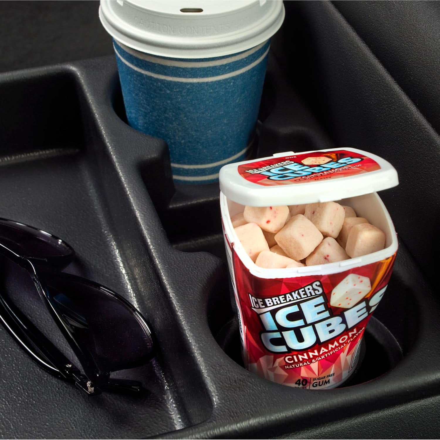 ICE BREAKERS Ice Cubes Cinnamon Sugar Free Chewing Gum Bottles, 3.24 oz (6 Count, 40 Pieces)