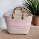 thumbnail image 3 of Bolso de mano tejido para mujer, bolso de playa de verano, ligero y versátil, tipo cesta beige rosa, 3 of 9