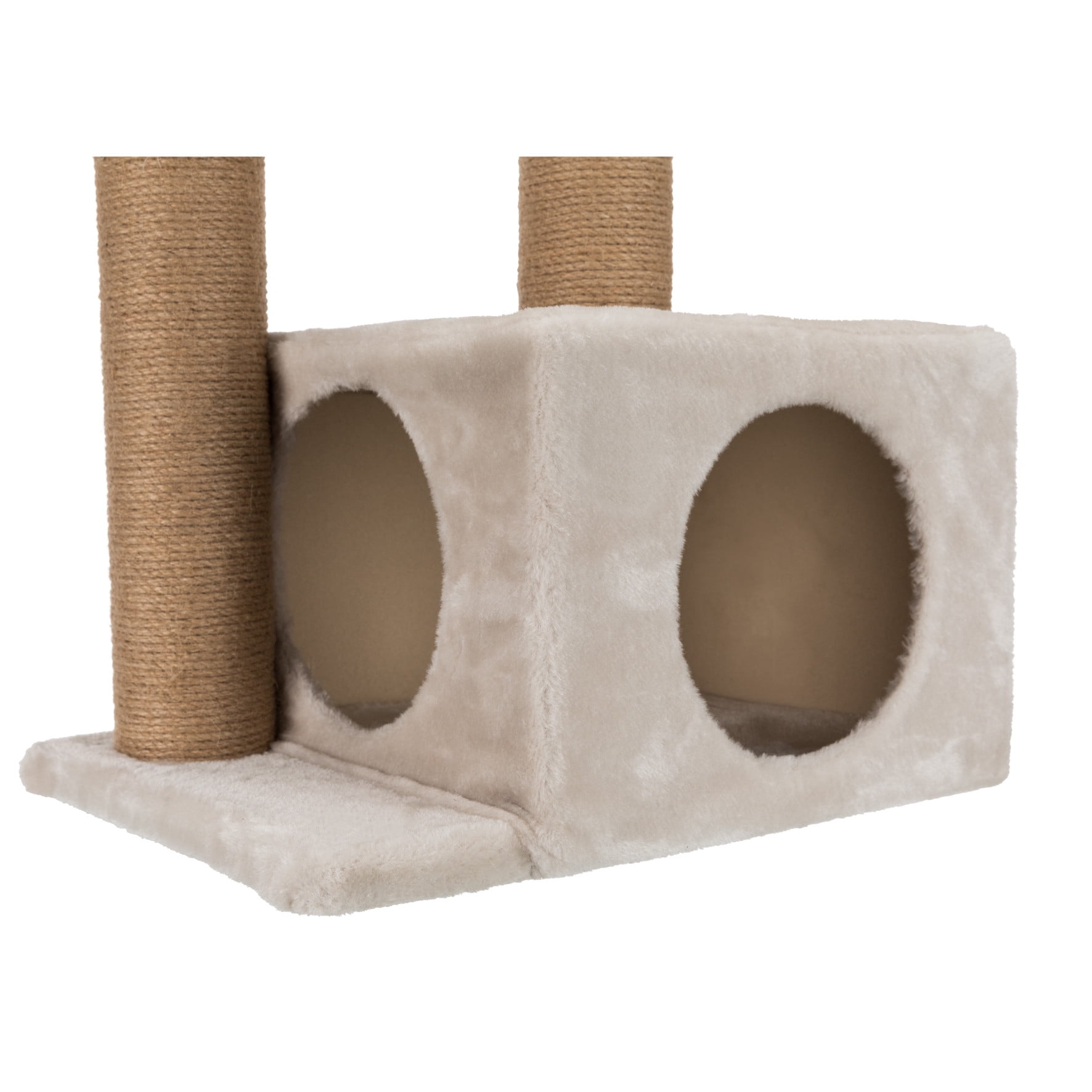 TRIXIE Valencia Plush & Sisal 3-Level 28" Cat Tree with Scratching Posts & Condo, Greige