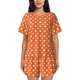 thumbnail image 1 of Balery Orange And White Polka Dot Conjunto de Pijama para Mujer con Estampado, Dos Piezas de Manga Corta y Shorts, Ropa de Dormir Suave con Cuello Redondo y Bolsillos-4X-Large, 1 of 6