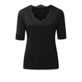 thumbnail image 4 of Women Short Sleeve T Shirt Off Shoulder Commuting Pullover V-neck Lace Bottoming Blouse Tops, 4 of 7