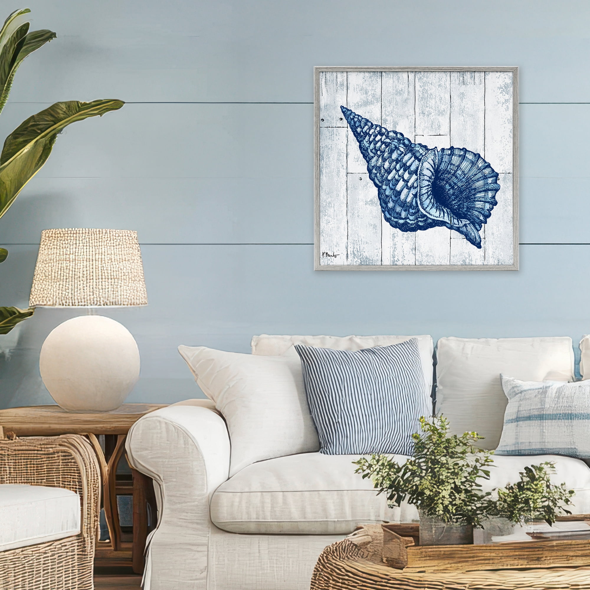 Stupell Industries Coastal Timberland Conch Gray Framed Giclee Art, design by Paul Brent