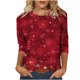 thumbnail image 2 of Puntoco Camiseta de mujer con cuello redondo, manga 3/4 y estampado navideño, jersey de cuello redondo, camiseta de manga larga con cuello redondo, 2 of 5