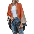 thumbnail image 1 of LinYooLi Women's Chunky Cardigan Fall Oversized Open Front Color Block Batwing Long Sleeve Knit Sweaters Cardigan Wrap, 1 of 5