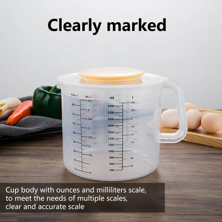 Hesroicy 2500ml Measuring Cup Food Grade Large Capacity Good Seal Effect  High Accuracy Leakproof Multifunctional Plastic Clear Measuring Cup Scale  Mixing Bowl with Lid for Home 