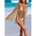 thumbnail image 3 of jinghuiyue Womens Summer Crochet Swimsuit Coverup Boat Neck Hollow Out Knit Sweater Tops Beach Vacation Clothes XXL, 3 of 7