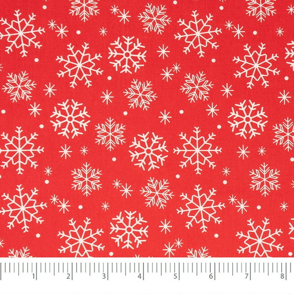 Singer Print Fabric, 100% Premium Cotton, Christmas Snowflakes On Wine Red, 3 Yards
