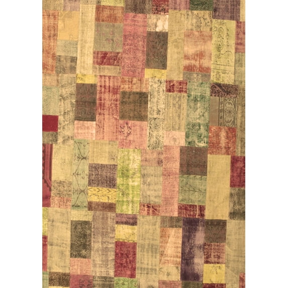 Ahgly Company Indoor Rectangle Patchwork Brown Transitional Area Rugs, 2' x 5'
