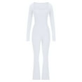 thumbnail image 5 of FAIWAD Womens Solid Colour Slim Jumpsuit Square Neck Waistless Tie Romper Stretch Straight Leg Pants (X-Large, White), 5 of 7