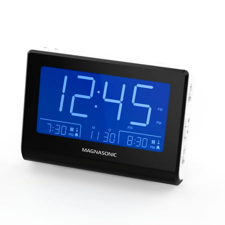 Magnasonic Alarm Clock Radio with Battery Backup, Dual Gradual Wake Alarm, Adjustable Brightness, Daylight Savings Time, Large 4.8