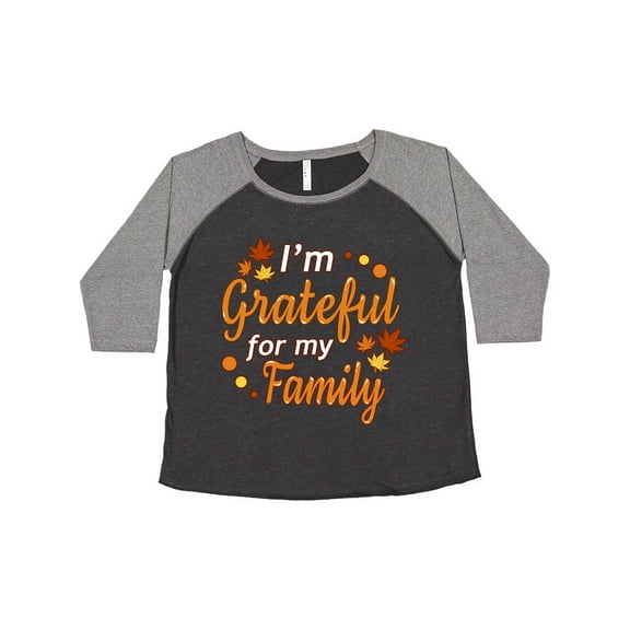 Inktastic I'm Grateful for my Family in Orange with Fall Leaves Women's Plus Size T-Shirt