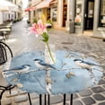 thumbnail image 3 of Blue Bird Brach Leaves Elastic Fitted Round Table Cover Trees Oil Painting Waterproof Outdoor Tablecloth for Holiday Party, Picnic, Patio & Dining Fits Tables Up to 36"-44", 3 of 8