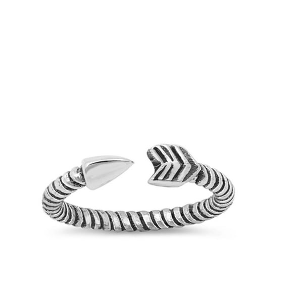 Sterling Silver Promise Oxidized Wrap Arrow Toe Ring Adjustable Midi Band 925 Jewelry Female Unisex