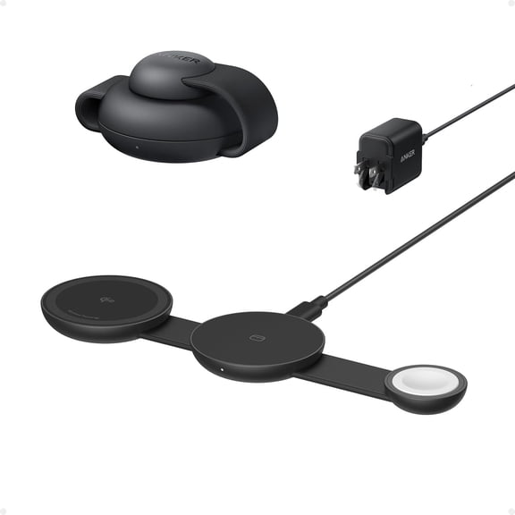 Anker MagSafe Compatible MagGo UFO 3-in-1 Charger, iPhone 17 Wireless Charging Station, 15W Qi2 Certified, Foldable Travel Charging Pad