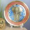 thumbnail image 2 of Natural Geo Staring Elephant Decorative Brass Accent Plate, 2 of 4