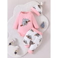 thumbnail image 2 of Infant Baby Outfits Koala Print Long Sleeve Rompers and Casual Pants Beanie Hat Set, 2 of 9