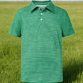 thumbnail image 2 of YAYUBA Boys Polo Shirts Size 10 Button Solid Color Print Performance Short Sleeve Golf Shirts Collared T-Shirts Quick Dry Funny Tees Clothes for Boy Size, 3-4 Years, Green, 2 of 3