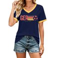 thumbnail image 2 of Women's Football Graphic T-Shirt, Women's Fashion V-Neck Short Sleeve T-Shirt with Letter Print for Casual Wear for Soccer Tournament 2026 Navy Size: L, 2 of 5