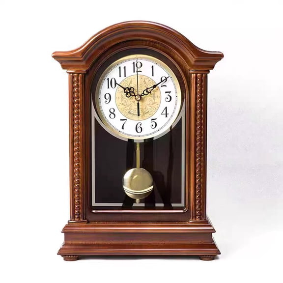 Grandfather Wood Wall Clock With Chime and Swinging Pendulum - 36cm Traditional Silent Timepiece - Classic Chiming Design