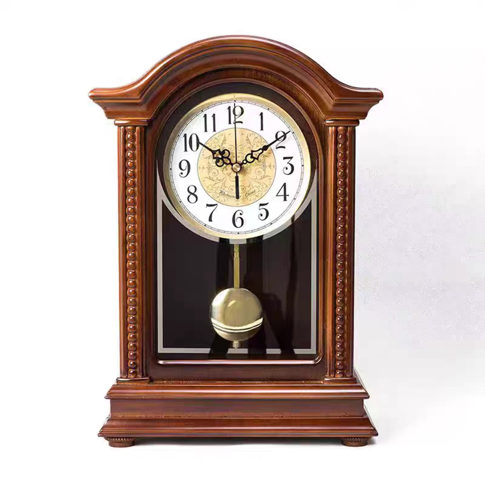 Grandfather Wood Wall Clock With Chime and Swinging Pendulum - 36cm Traditional Silent Timepiece - Classic Chiming Design