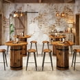 thumbnail image 4 of Finmind Round Bar Table, 39.4-inch Tall Counter Height Home Bar Unit, Bistro Pub Table for Kitchen, Living Room, Rustic Brown (Only Table), 4 of 8