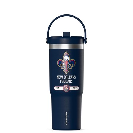 Hydrapeak x NBA Officially Licensed New Orleans Pelicans 32 oz Nomad Tumbler with Handle and Straw Lid Leakproof Stainless Steel Water Bottle