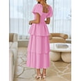 thumbnail image 3 of Vestido ZESICA para mujer 2025, estilo bohemio, midi, rosa, talla XL, 3 of 9