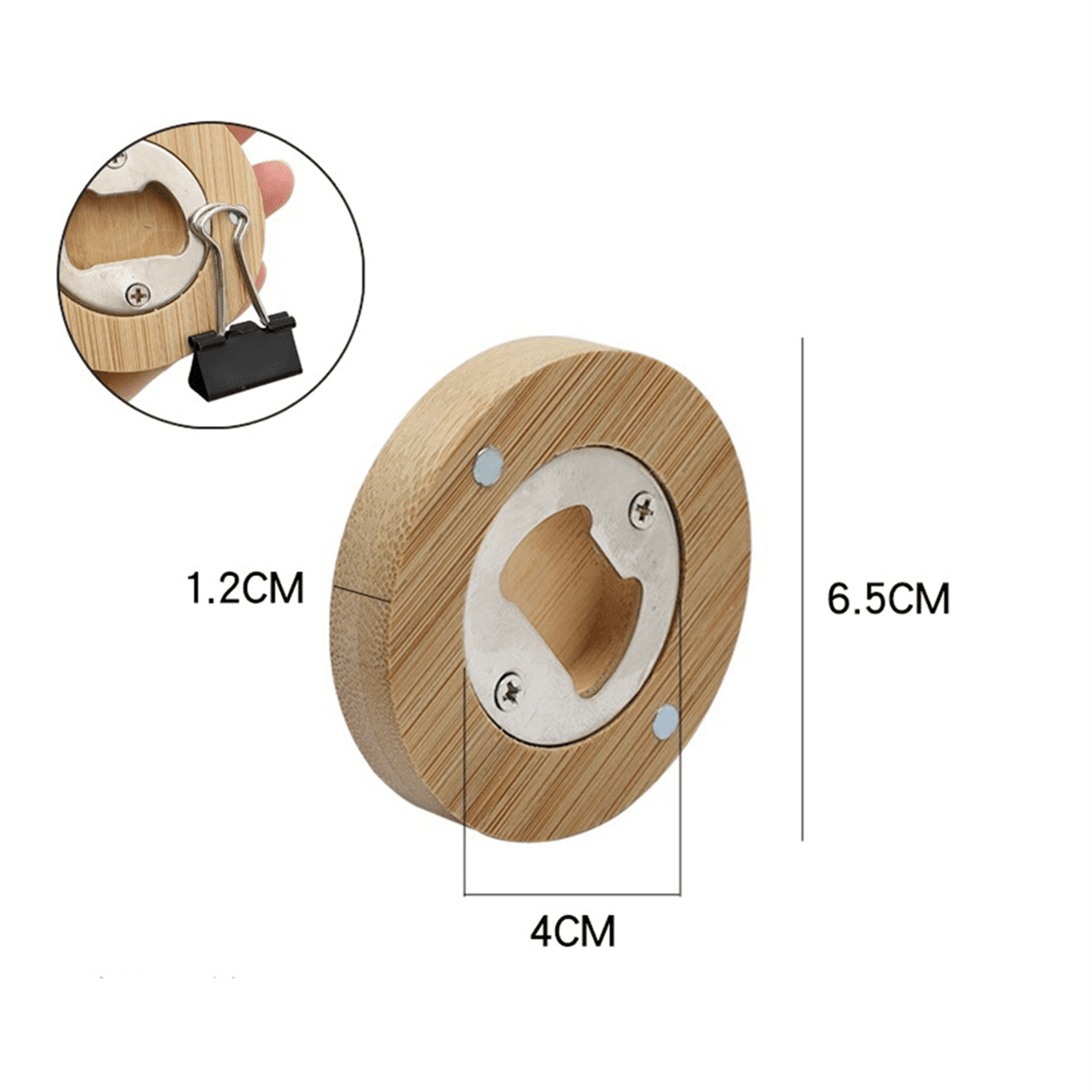 30PCS DIY Bamboo Round Shape Bottle Openers Coaster Fridge Magnet Refrigerator Sticker Bar Deco 1377