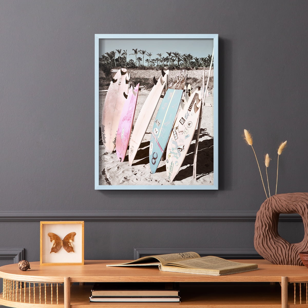 Wave Ready Framed Print in Blue Solid Wood 11 x 14 Framed Print