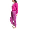 thumbnail image 3 of MUK LUKS Women's Ski Lodge Marshmallow Knit French Terry Long Sleeve and Jogger Pant Set, Bright Pink/Check, X-Large, 3 of 4