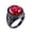 Black Red, variant on Men’s Stainless Steel Dome Ring, Large Face Vintage Statement Ring for Men, Bold Metal Wide Band with Color Center Accent, Sizes 7-12
