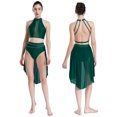 thumbnail image 3 of Traje de danza moderna lírica para Ballet y gimnasia para mujer, traje de patinaje artístico con diamantes de imitación brillantes, Top corto con bragas con falda fluida, 3 of 5