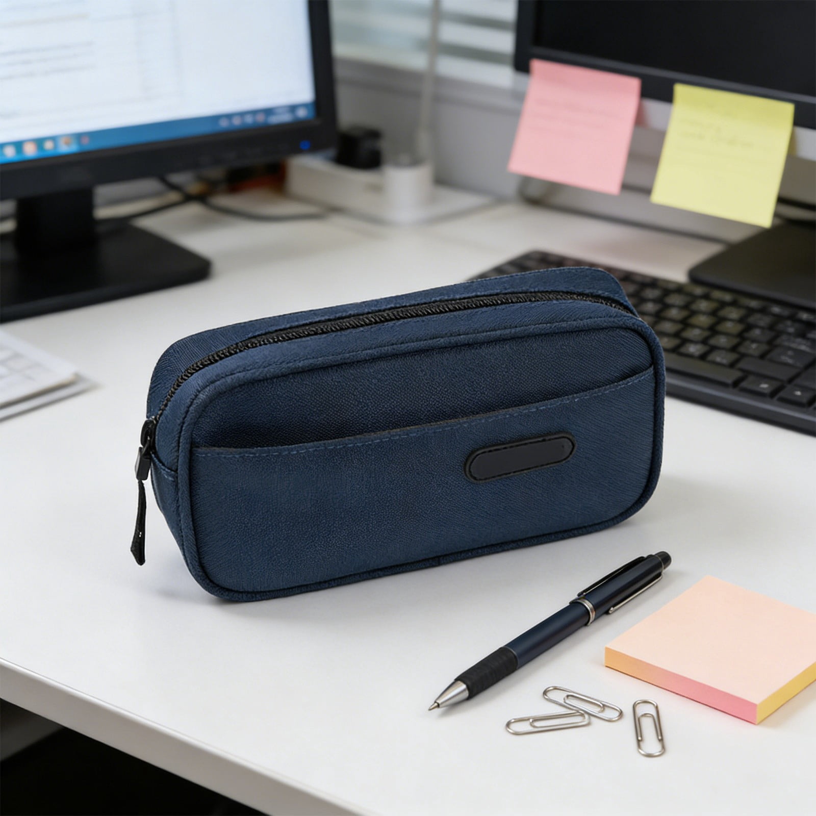 RBCKVXZ Cute Corduroy Pencil Case, Stationery Storage and Organizer, Pen Pouch, Large Pencil Bag with Zipper, Office Supplies (Blue)