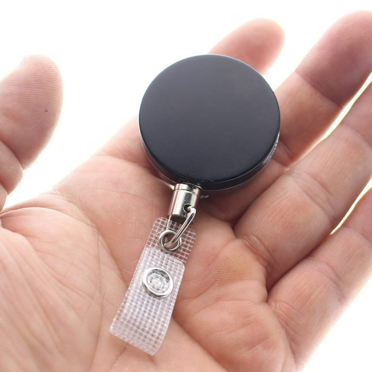Heavy Duty Black Retractable ID Badge Reel with Key Ring - Pack of