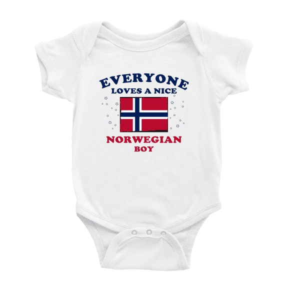 Everyone Loves a Nice Norwegian Boy Cute Baby Bodysuit Newborn Clothes Outfits (White, 18-24 Months)