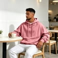 thumbnail image 5 of Men's Soft Fleece Oversized Hoodie Skin Friendly Adjustable Drawstring Hood Kangaroo Pocket Daily Street Winter Layering Sweatshirt, 5 of 8