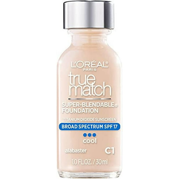 L'Oreal Paris Makeup True Match Super-Blendable Liquid Foundation, Alabaster C1, 1 Fl Oz,1 Count