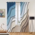 thumbnail image 2 of Navy Blue Brown Ombre Kitchen Curtains 96 Inch Length, Modern Geometric Abstract Cream Grommet Top Bedroom Living Room Curtains, Light Filtering Cafe Curtain Drapes 2 Panels Set 104''x96'', 2 of 9