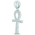 thumbnail image 2 of 10kt White Gold Mens Round Diamond Ankh Cross Charm Pendant 1/2 Cttw, 2 of 2