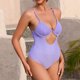 thumbnail image 4 of Traje de baño de pieza libre con cuello en V y hueco de color sólido cómodo para mujer OAVQHLG3B Store lin121212, 4 of 4