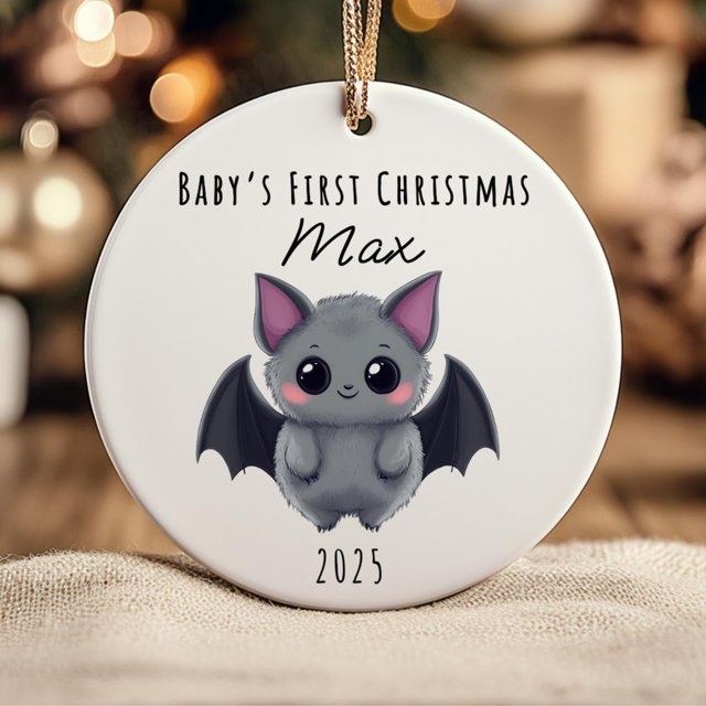 Goth Baby First Christmas Ornament 2025 - Personalized Bat Keepsake for Spooky Newborns an - As Picture - 1-Pack