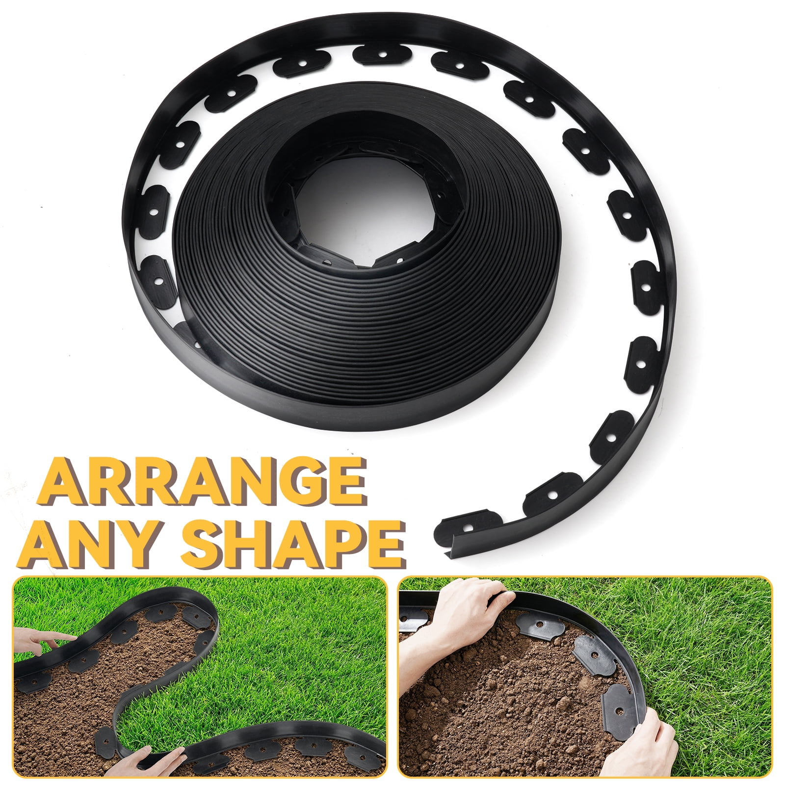 GOTGELIF Landscape Edging 2inch Tall, 40/100ft No-Dig Landscape Edging Border with 50/120 Spikes Plastic Garden Edging for Landscaping